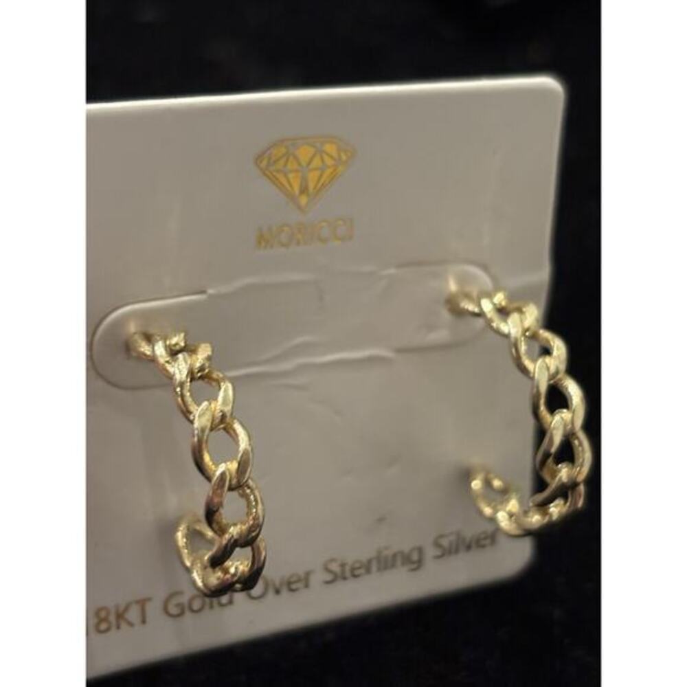 Moricci Sterling Silver Gold Vermeil 18k Chain Link Hoop Earrings 925